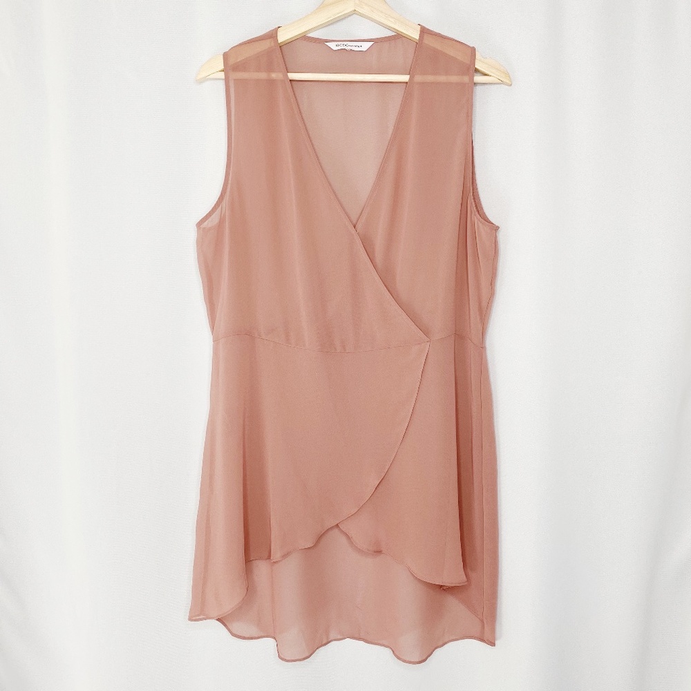 BCBGeneration Sleeveless Surplice Tunic Top, Sz L